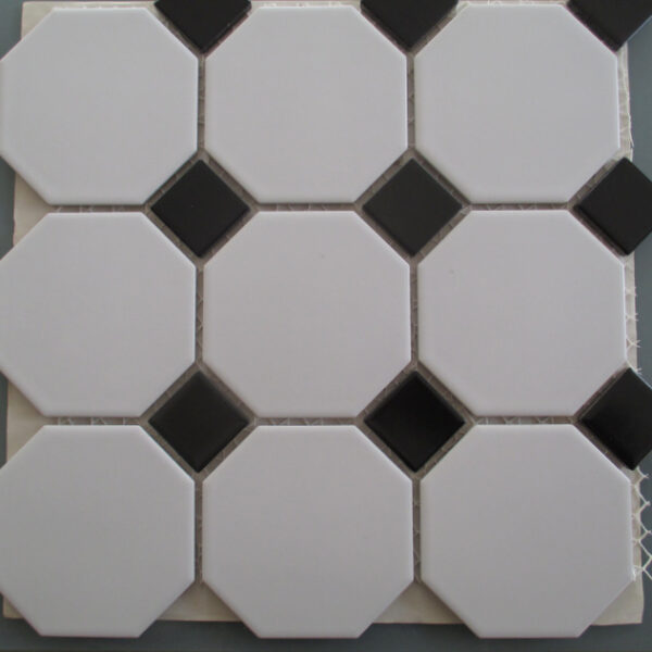 Octagon White Dot Black